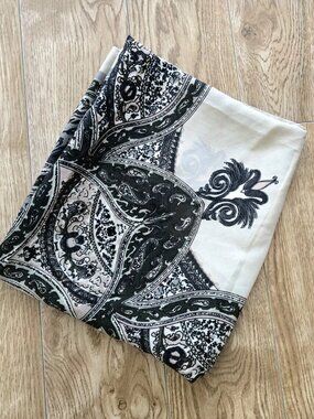 Vintage ELIF Silk Scarf in Warm tone Paisley Pattern Oversized 40 inch x 48 Inch